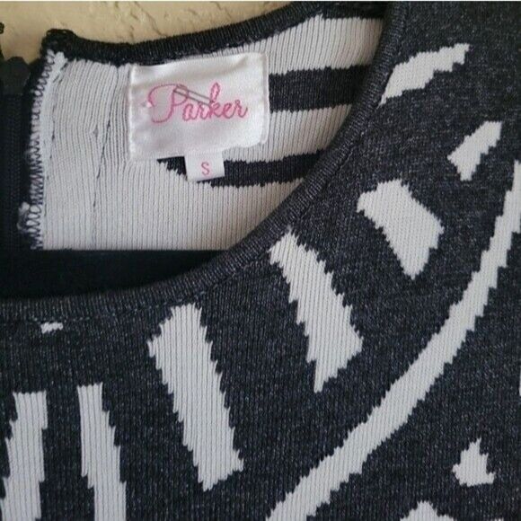 Parker Bodycon Stretch Knit Dress Metallic Dark Gray White Size Small - Picture 3 of 10